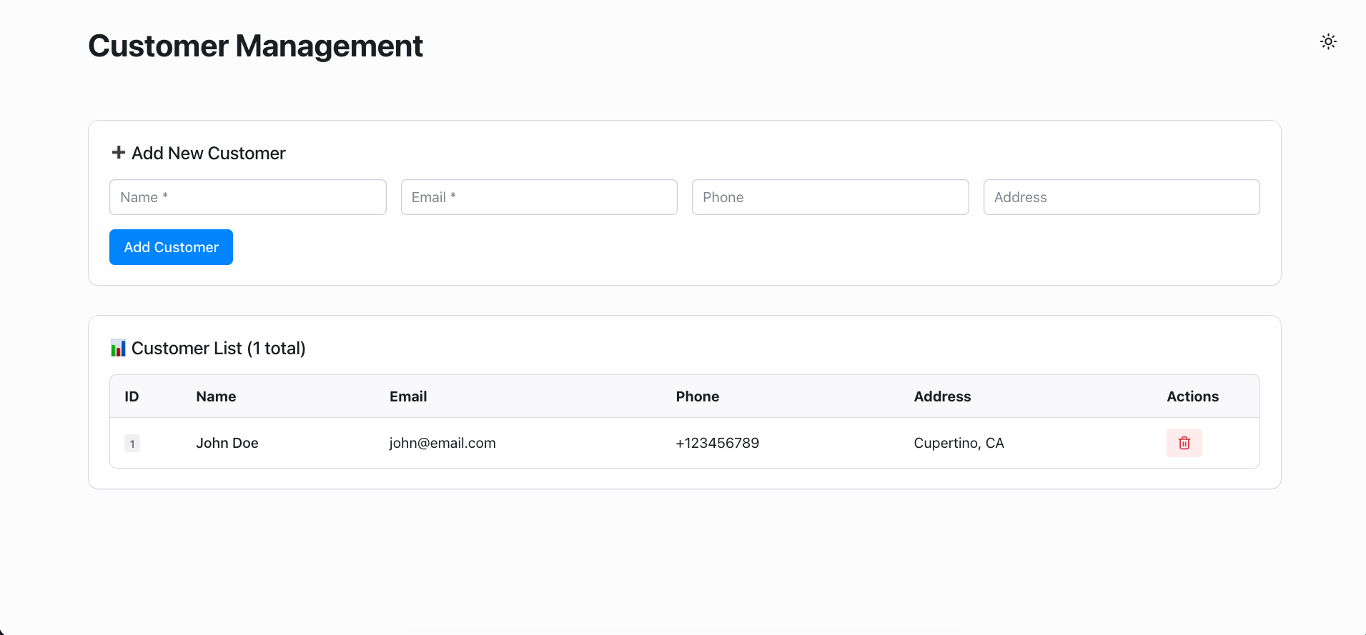 Reflex Customer Data App